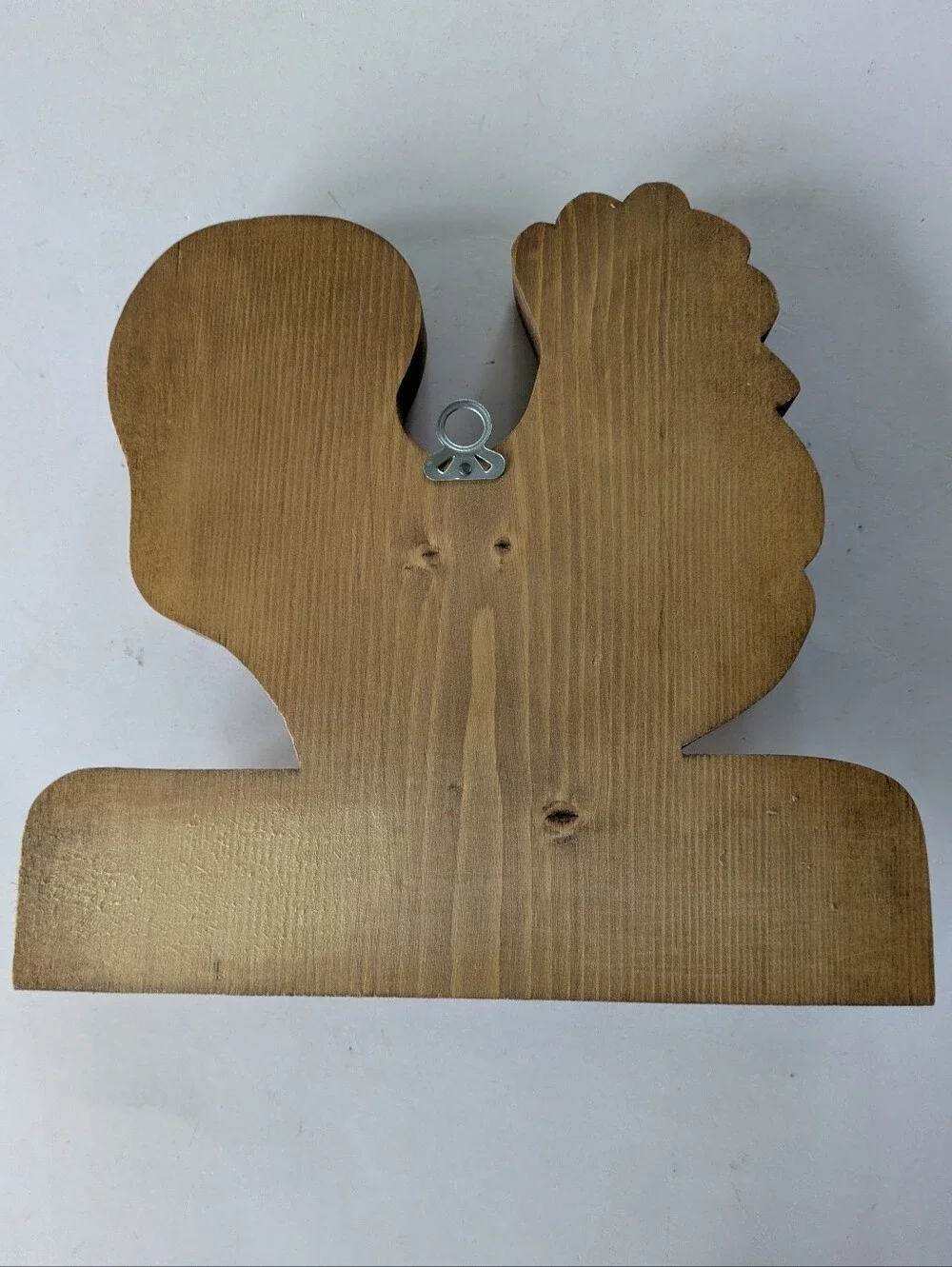 Key Holder Handmade Wall Decor Wooden Hen Rooster Four Brass Hooks